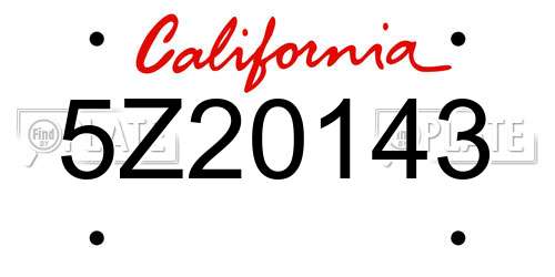 5Z20143 California License Plate