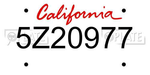 5Z20977 California License Plate