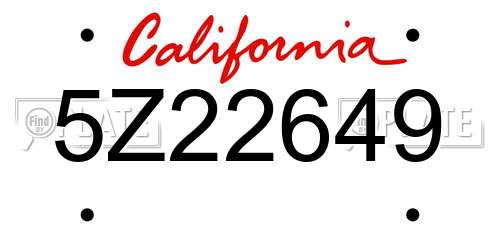 5Z22649 California License Plate