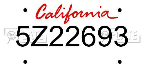 5Z22693 California License Plate