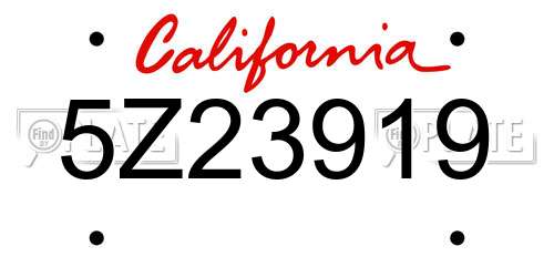 5Z23919 California License Plate