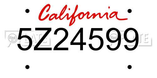 5Z24599 California License Plate