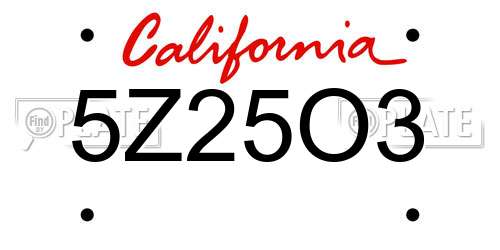 5Z25O3 California License Plate