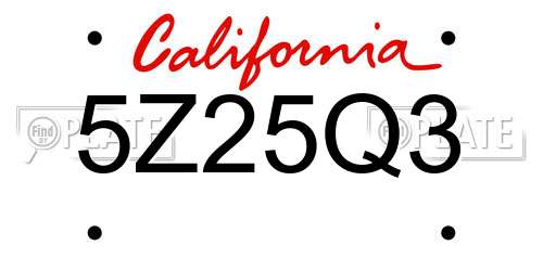 5Z25Q3 California License Plate