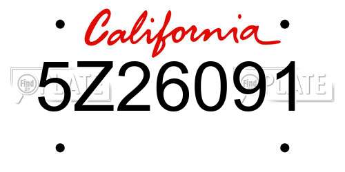 5Z26091 California License Plate