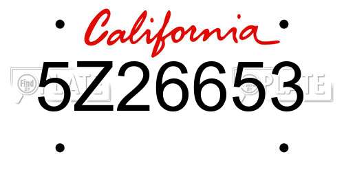 5Z26653 California License Plate
