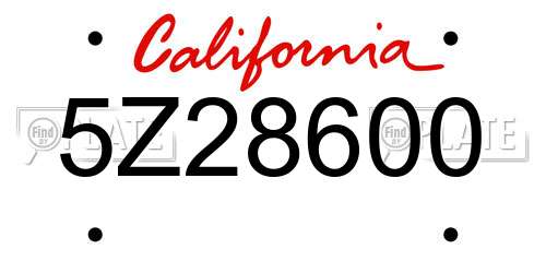 5Z28600 California License Plate