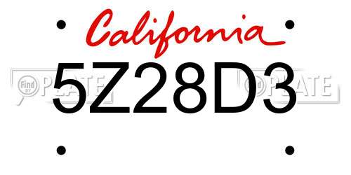 5Z28D3 California License Plate