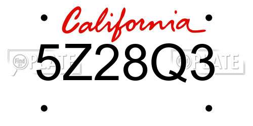 5Z28Q3 California License Plate
