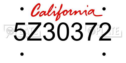 5Z30372 California License Plate