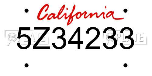 5Z34233 California License Plate