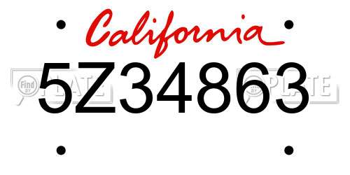 5Z34863 California License Plate