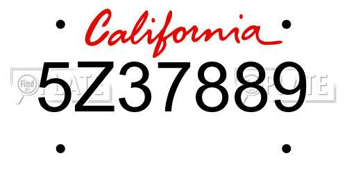 5Z37889 California License Plate