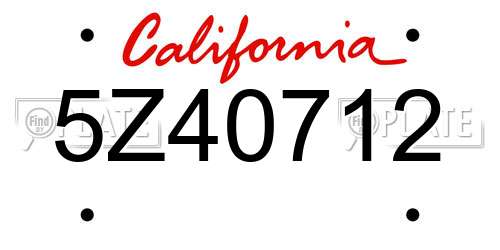 5Z40712 California License Plate