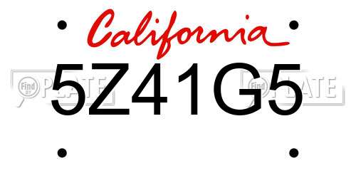 5Z41G5 California License Plate