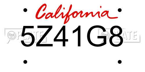 5Z41G8 California License Plate