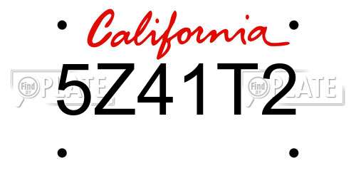 5Z41T2 California License Plate