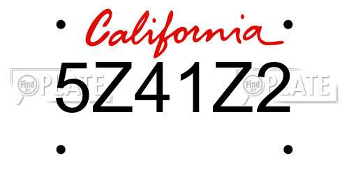 5Z41Z2 California License Plate