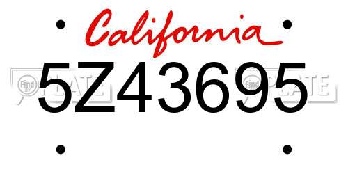 5Z43695 California License Plate