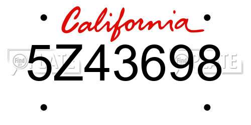 5Z43698 California License Plate