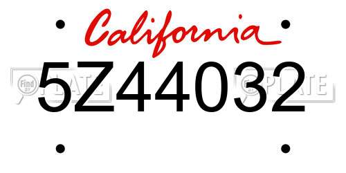 5Z44032 California License Plate