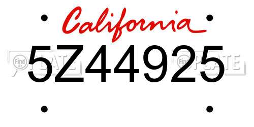 5Z44925 California License Plate