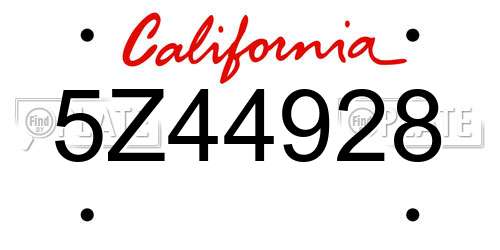 5Z44928 California License Plate