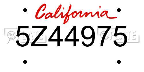 5Z44975 California License Plate