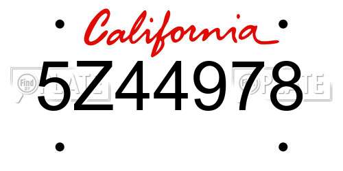 5Z44978 California License Plate