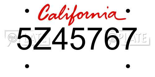 5Z45767 California License Plate