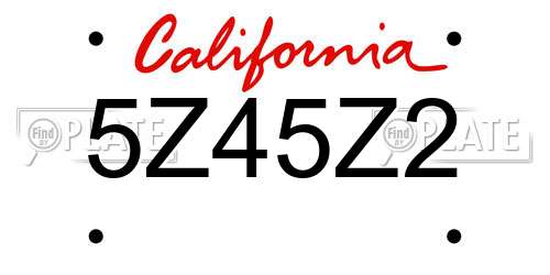 5Z45Z2 California License Plate