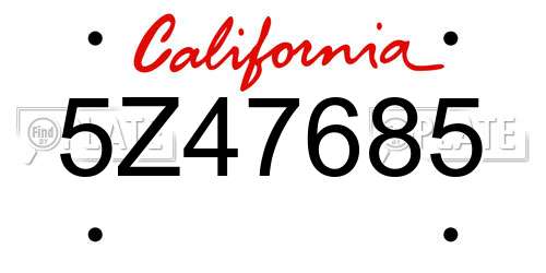 5Z47685 California License Plate