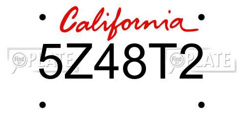 5Z48T2 California License Plate