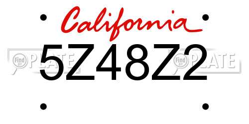 5Z48Z2 California License Plate