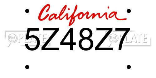 5Z48Z7 California License Plate