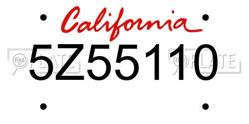 5Z55110 California License Plate