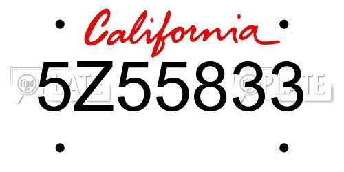 5Z55833 California License Plate