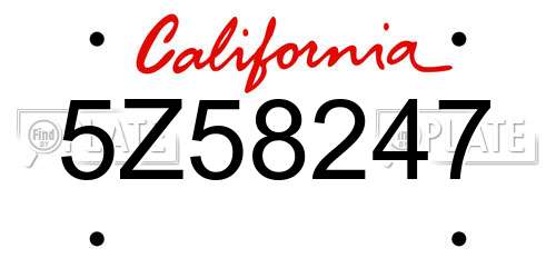 5Z58247 California License Plate