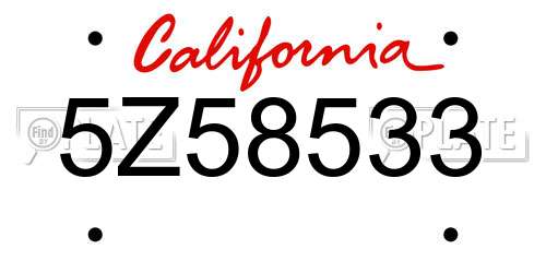5Z58533 California License Plate