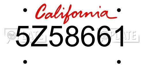 5Z58661 California License Plate