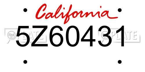5Z60431 California License Plate