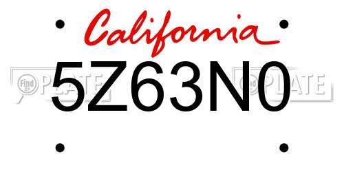 5Z63N0 California License Plate