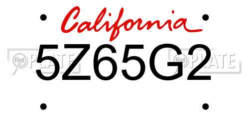5Z65G2 California License Plate