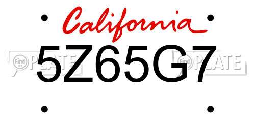 5Z65G7 California License Plate