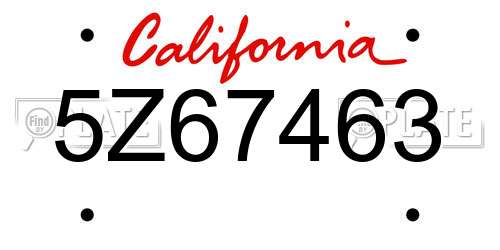 5Z67463 California License Plate