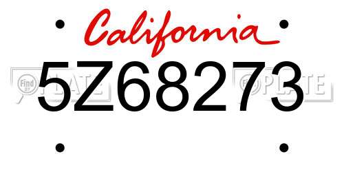 5Z68273 California License Plate