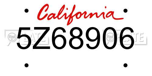 5Z68906 California License Plate