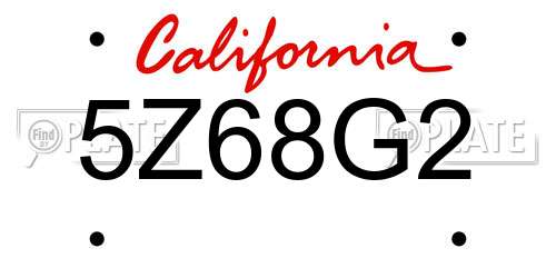 5Z68G2 California License Plate
