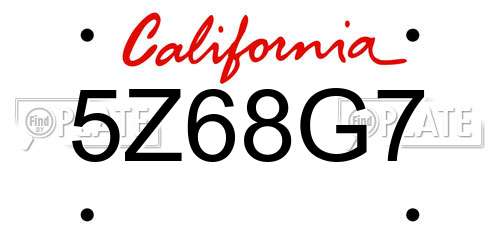 5Z68G7 California License Plate