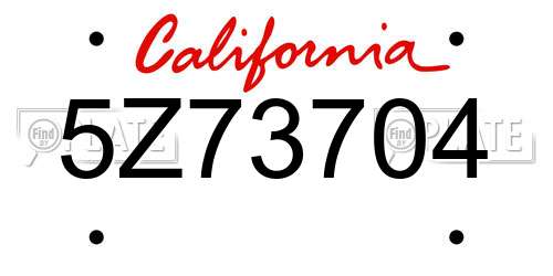5Z73704 California License Plate
